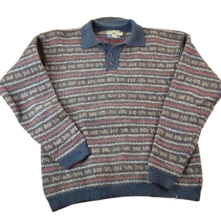 Vintage 1990s Alpin Wool Knit 3 BUtton Sweater Men's Large from propervintagecanada