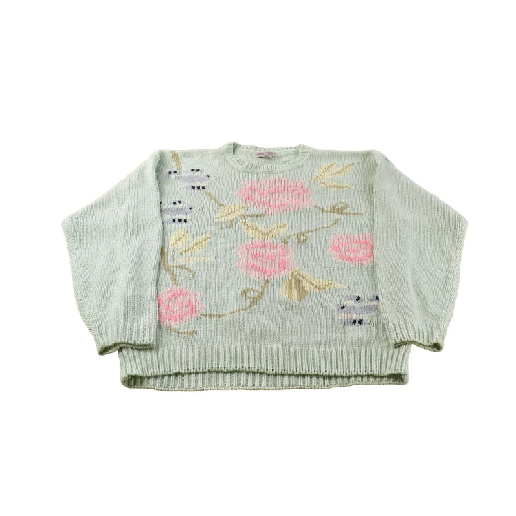 Vintage 1990s Amanda Smith Knit Floral Sweater Women's L-XL from propervintagecanada