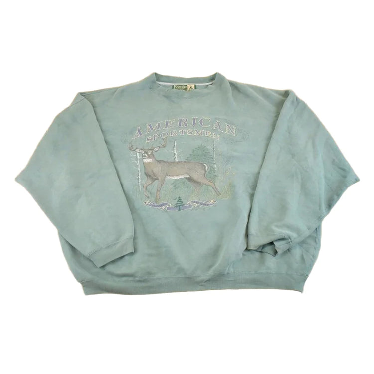Vintage 1990s America Sportsman Big Buck Deer Souvenir Outdoorsman Crewneck Sweatshirt Mens XXXL from propervintagecanada