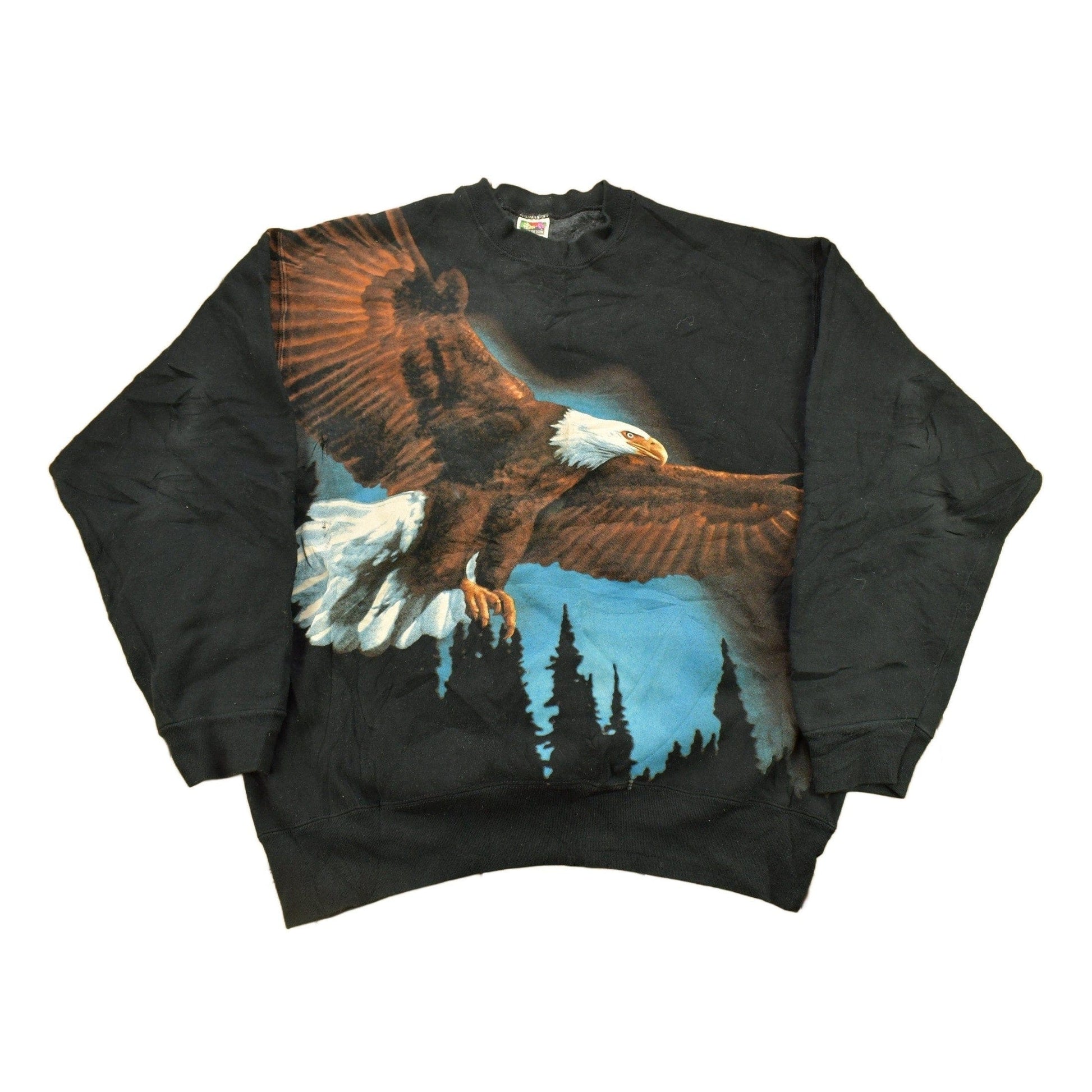 Vintage 1990s American Bald Eagle All Over Print Crewneck Sweatshirt Men's XL from propervintagecanada