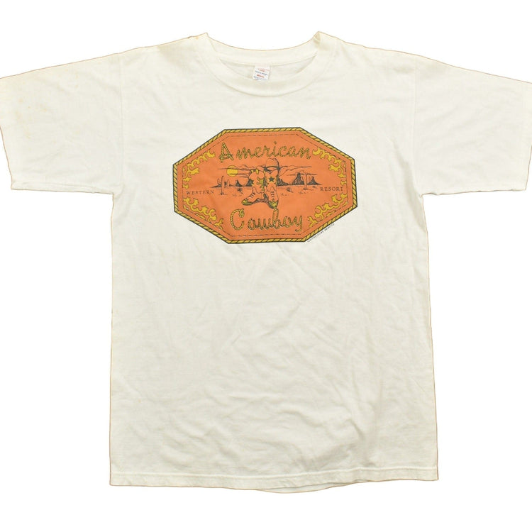 Vintage 1990s American Cowboy Western Resort Souvenir T Shirt Men's S from propervintagecanada