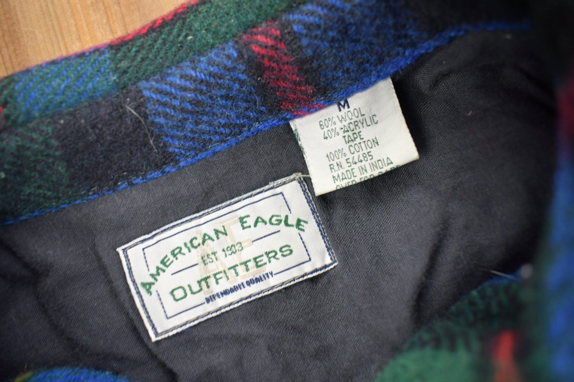 Vintage 1990s American Eagle Plaid Flannel Button Up Shirt Men's Large from propervintagecanada