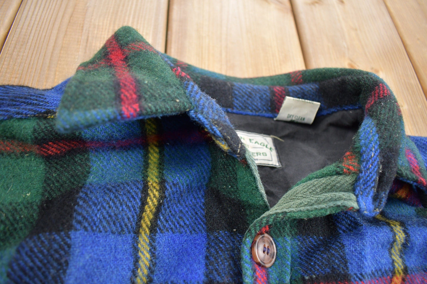 Vintage 1990s American Eagle Plaid Flannel Button Up Shirt Men's Large from propervintagecanada