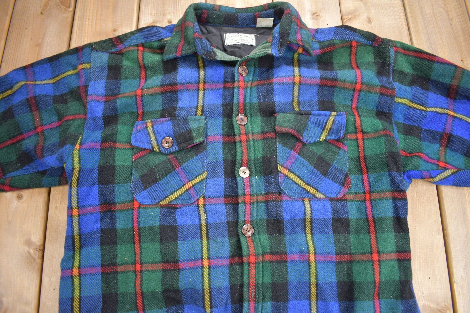 Vintage 1990s American Eagle Plaid Flannel Button Up Shirt Men's Large from propervintagecanada