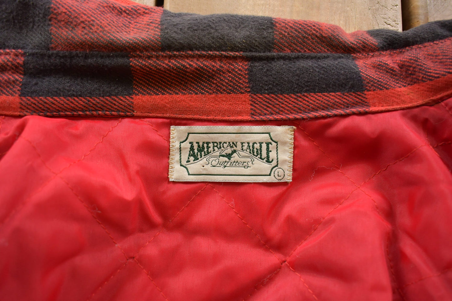 Vintage 1990s American Eagle Plaid Insulated Outdoors Jacket Men's Large from propervintagecanada
