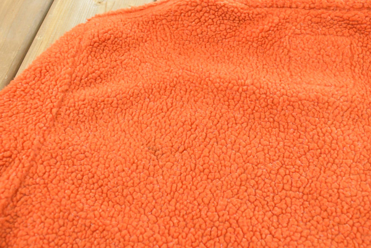 Vintage 1990s American Eagle Quarter Zip Orange Deep Pile Fleece Sweater Mens L from propervintagecanada