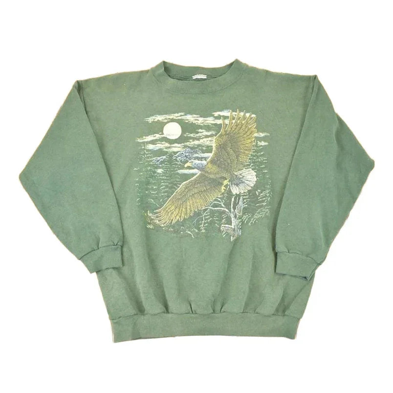 Vintage 1990s American Eagle Wilderness Graphic Print Crewneck Sweatshirt Men's L from propervintagecanada
