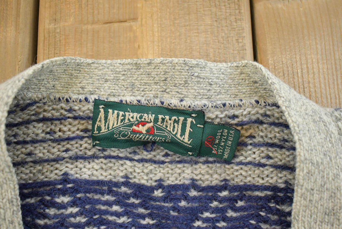 Vintage 1990s American Eagle Wool Knit Cardigan Men's XL from propervintagecanada