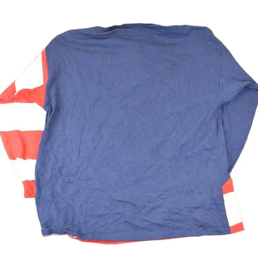 Vintage 1990s American Edition AOP American Flag Button Up Rugby Shirt Mens L from propervintagecanada