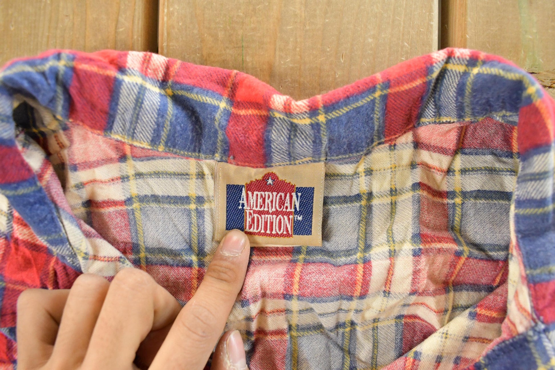 Vintage 1990s American Edition Plaid Flannel Button Up Shirt Men's 2XL from propervintagecanada