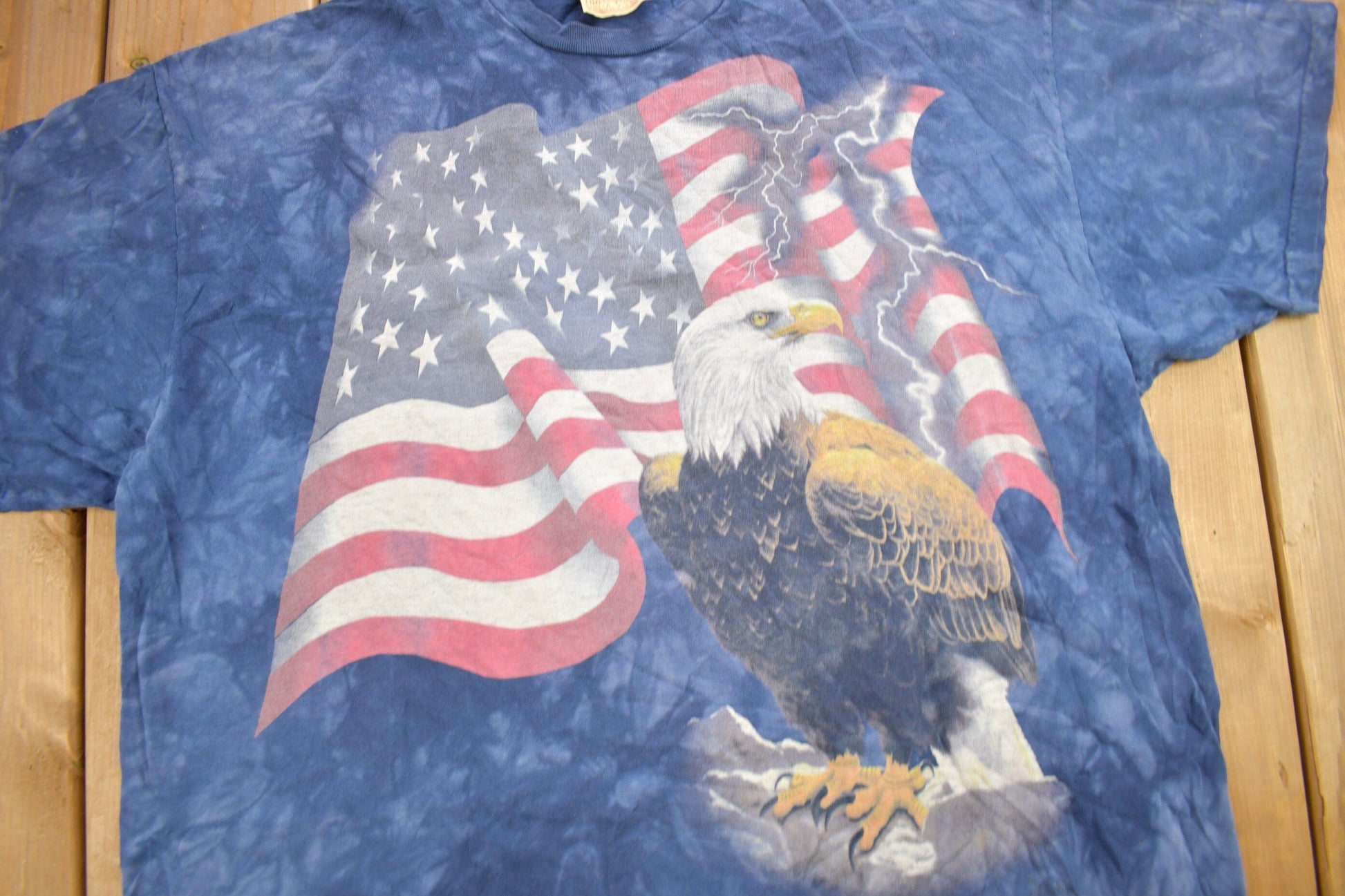 Vintage 1990s American Flag Bald Eagle Graphic Tie Dye T-Shirt Men's 2XL from propervintagecanada