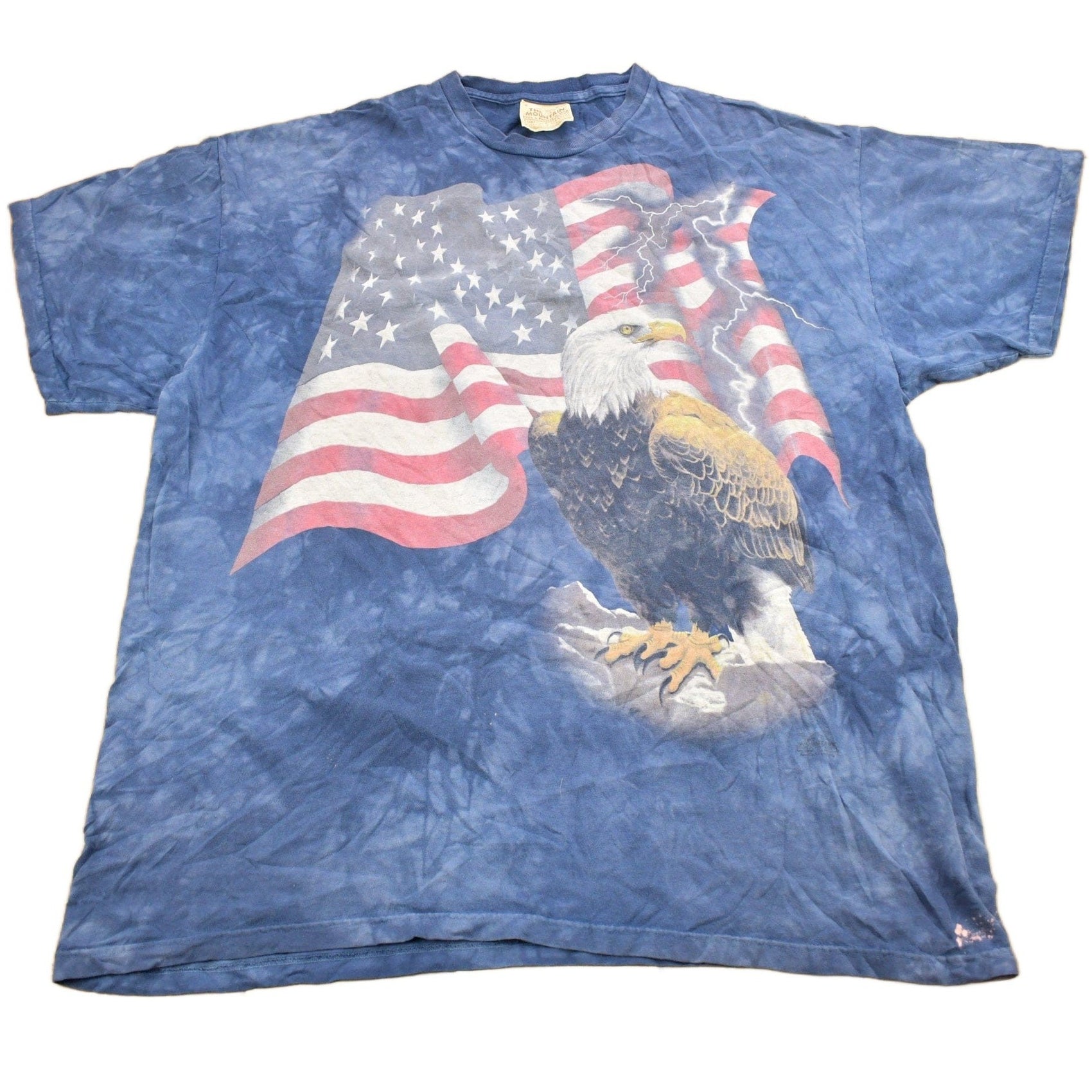 Vintage 1990s American Flag Bald Eagle Graphic Tie Dye T-Shirt Men's 2XL from propervintagecanada