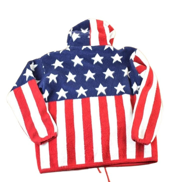 Vintage 1990s American Flag Wool Knit Hoodie Sweater Mens M from propervintagecanada