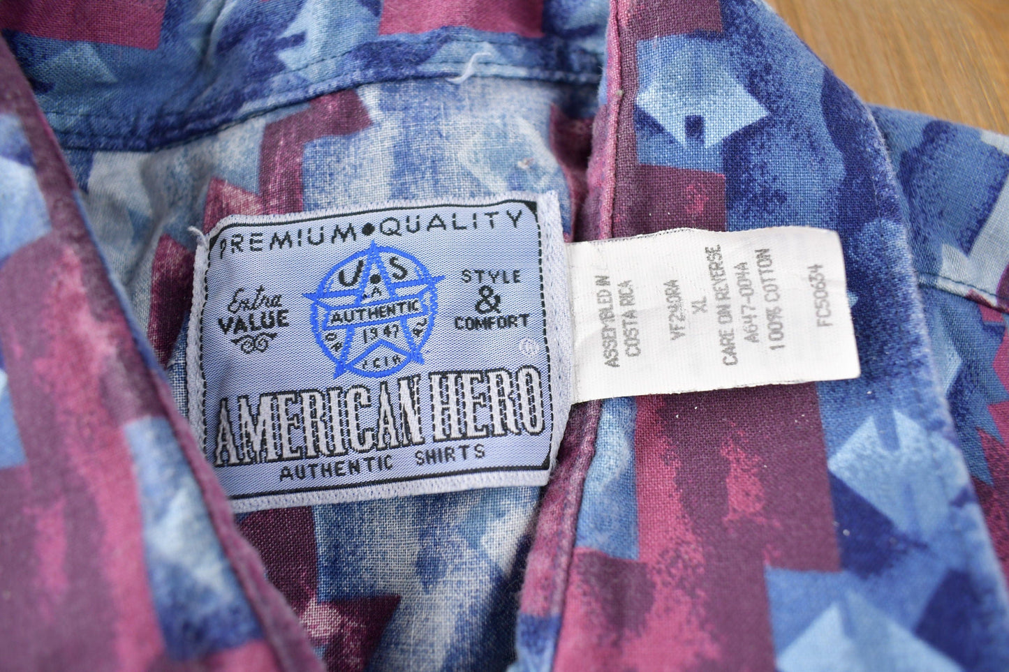 Vintage 1990s American Hero South Western Style Aztec Pattern Button Up Shirt Men's XL from propervintagecanada