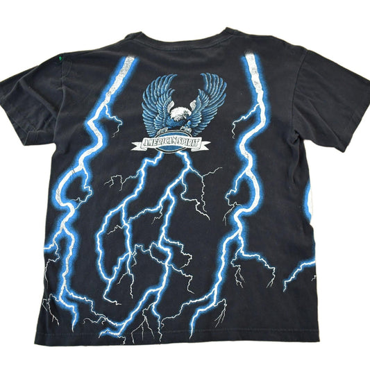 Vintage 1990s American Motorcycle Dangerous Curves Graphic T Shirt Men's Large from propervintagecanada