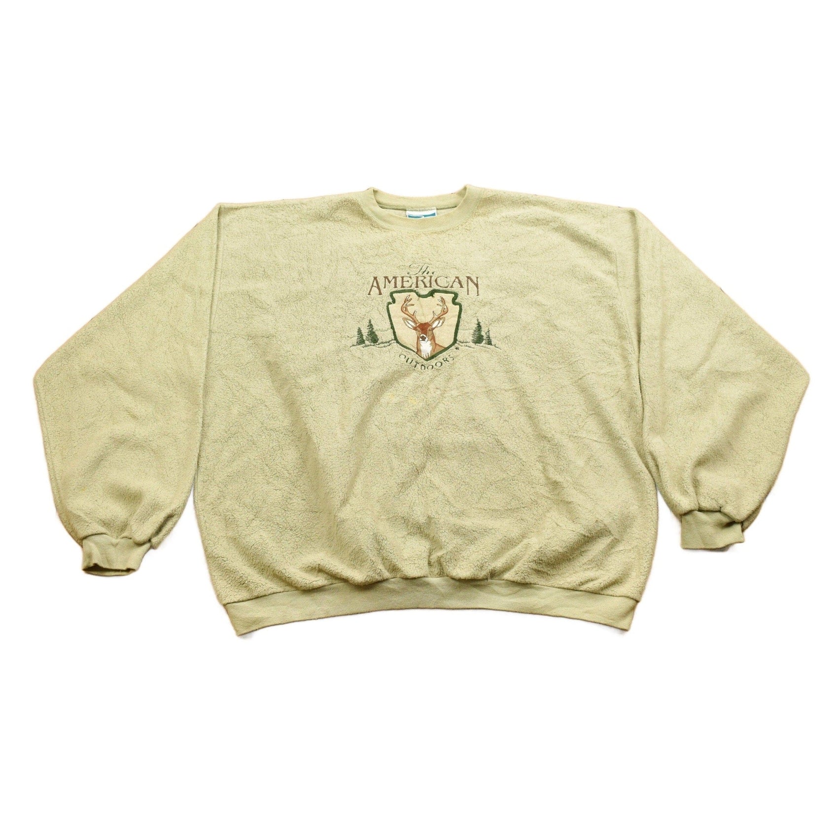 Vintage 1990s American Outdoors Deer Theme Crewneck Men's 3XL from propervintagecanada