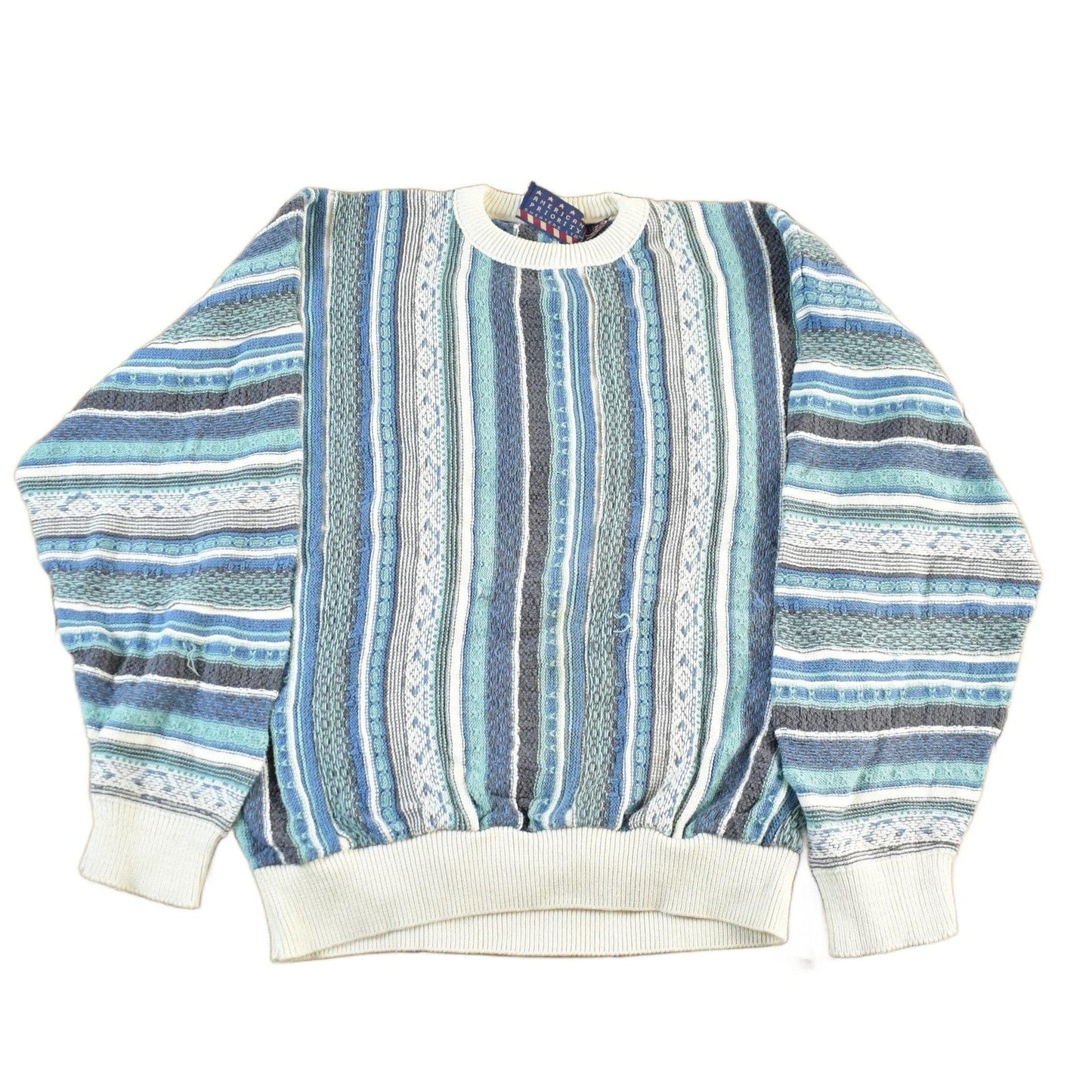 Vintage 1990s American Priority 3D Knit Sweater Mens Large Men's Medium from propervintagecanada