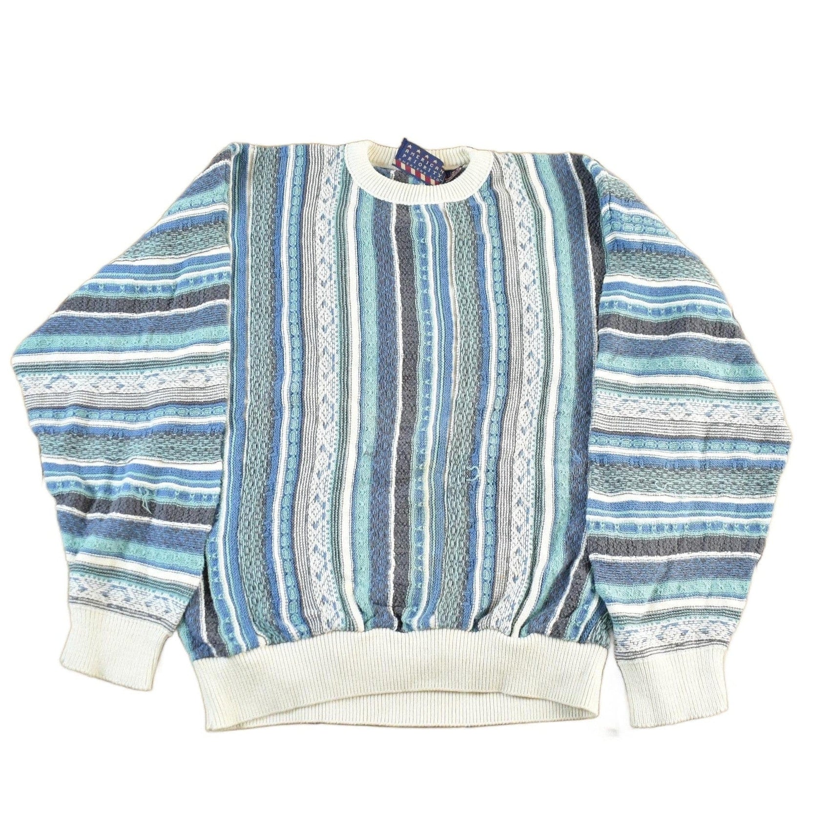 Vintage 1990s American Priority 3D Knit Sweater Mens Large Men's Medium from propervintagecanada