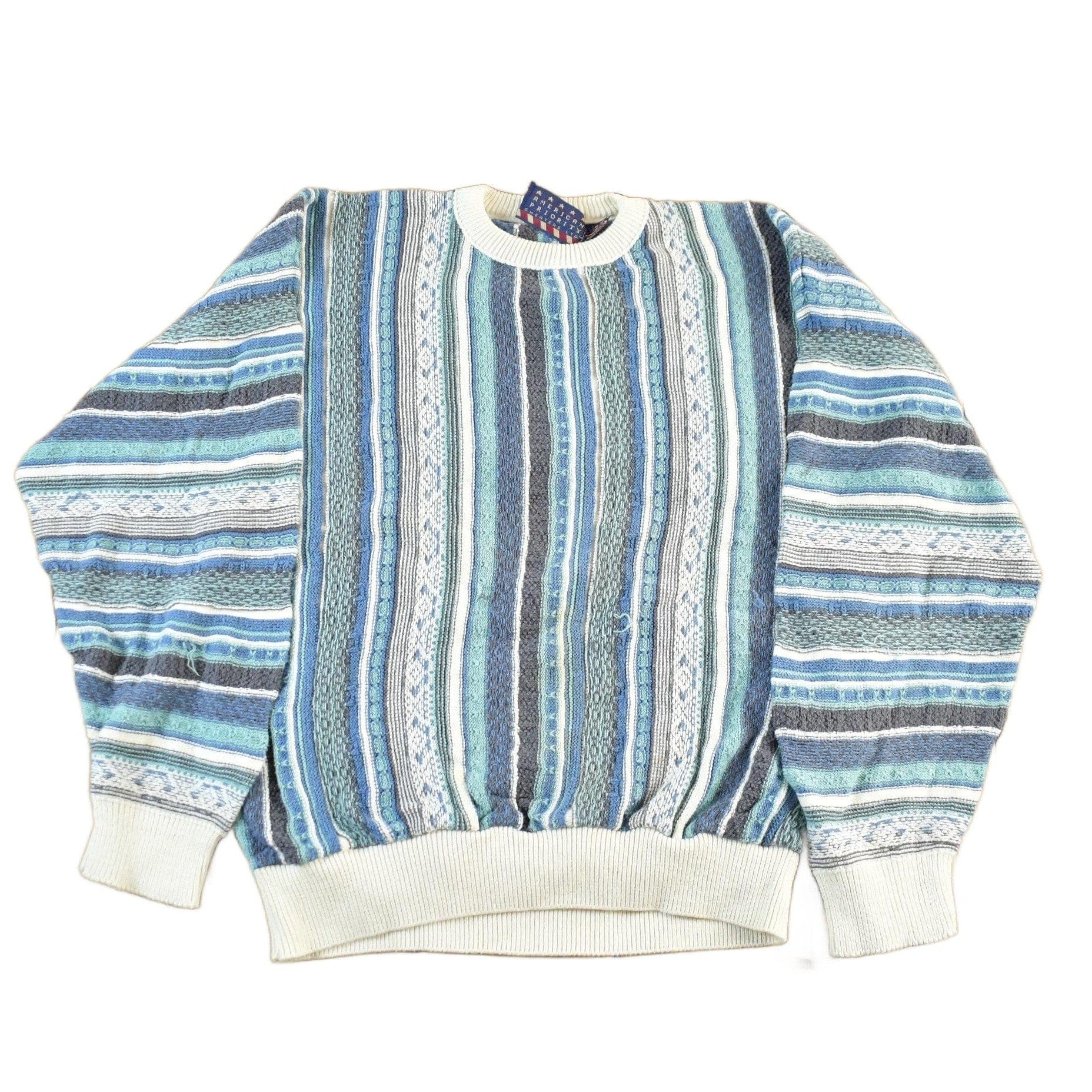 Vintage 1990s American Priority 3D Knit Sweater Mens Large Men's Medium from propervintagecanada
