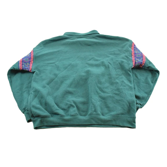 Vintage 1990s American Sportif Flower Embroidered Collared Crewneck Mens S from propervintagecanada