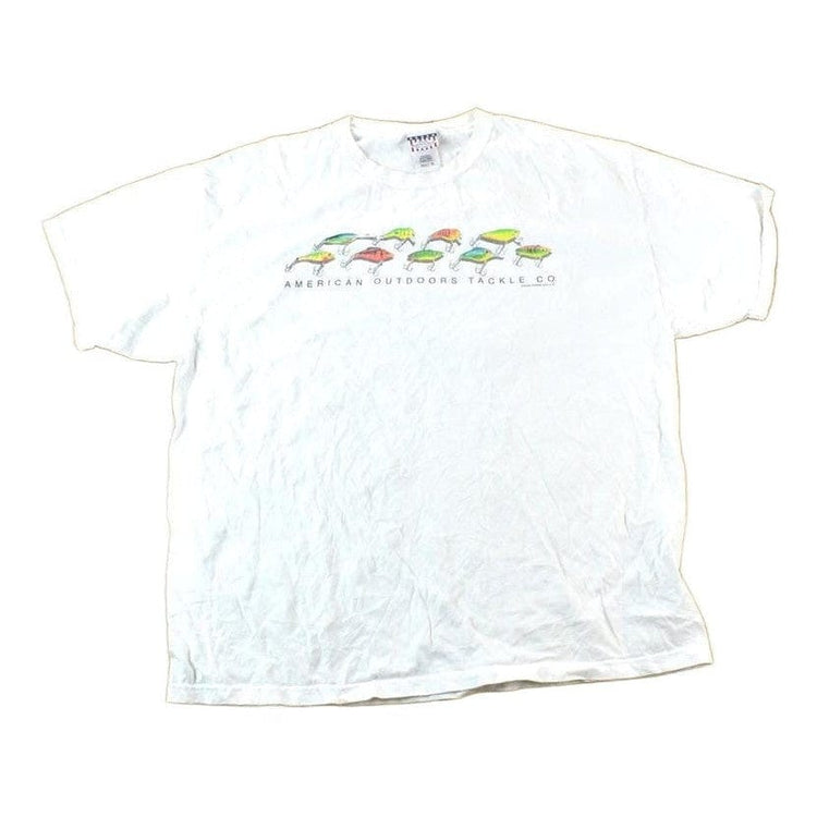 Vintage 1990s American Tackle Fishing Graphic T-Shirt Men's XL from propervintagecanada