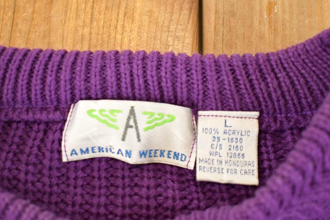 Vintage 1990s American Weekend Colour Block Knit Sweater Men's from propervintagecanada