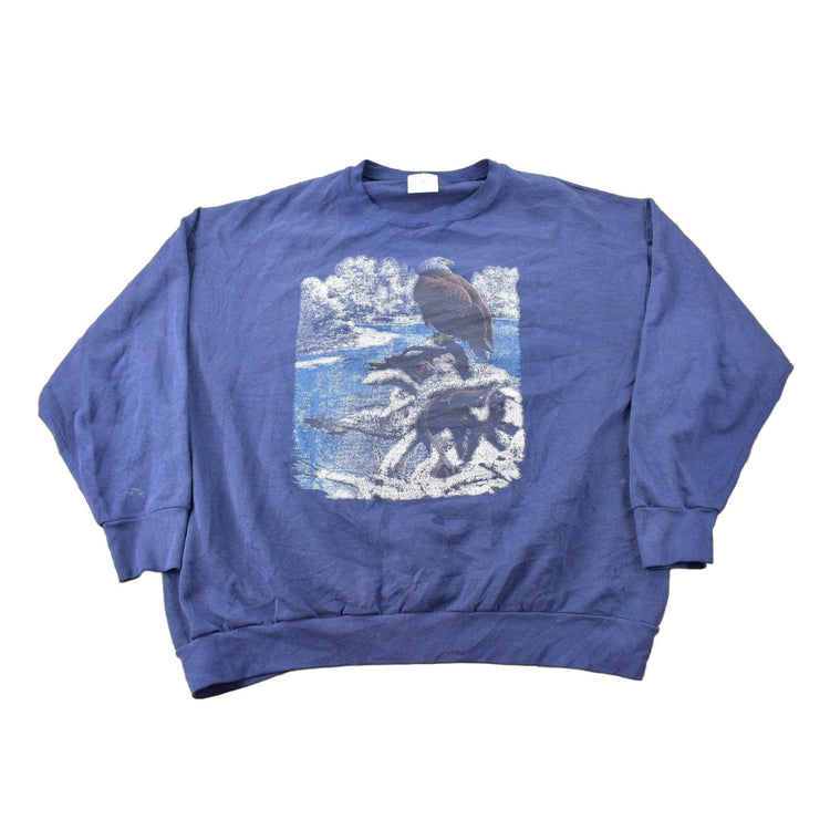 Vintage 1990s American Wilderness Bald Eagle Graphic Crewneck Sweatshirt Men's 2XL from propervintagecanada