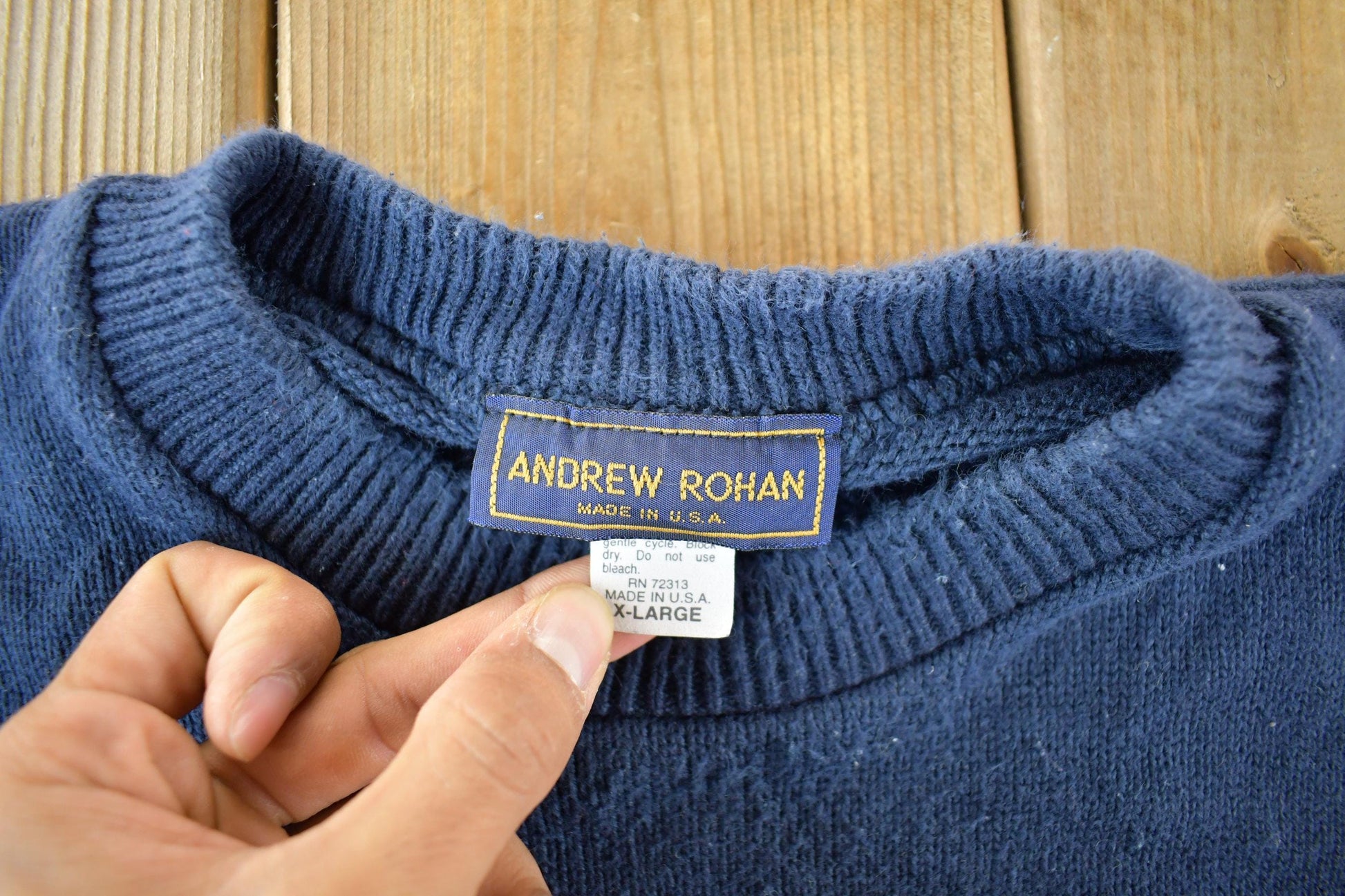 Vintage 1990s Andrew Rohan Knit Crewneck Sweater Men's XL from propervintagecanada
