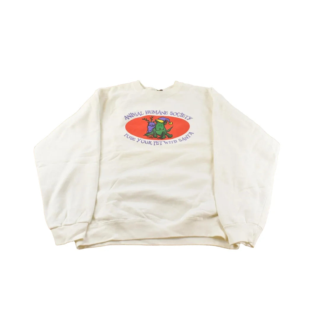 Vintage 1990s Animal Humane Society Santa Christmas Crewneck Sweatshirt Men's Large from propervintagecanada
