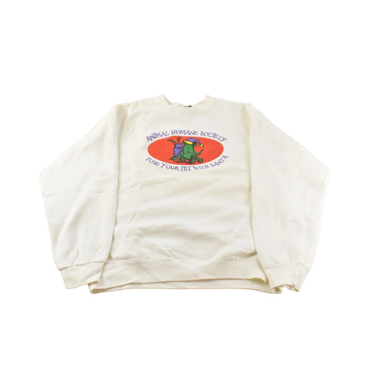 Vintage 1990s Animal Humane Society Santa Christmas Crewneck Sweatshirt Men's Large from propervintagecanada