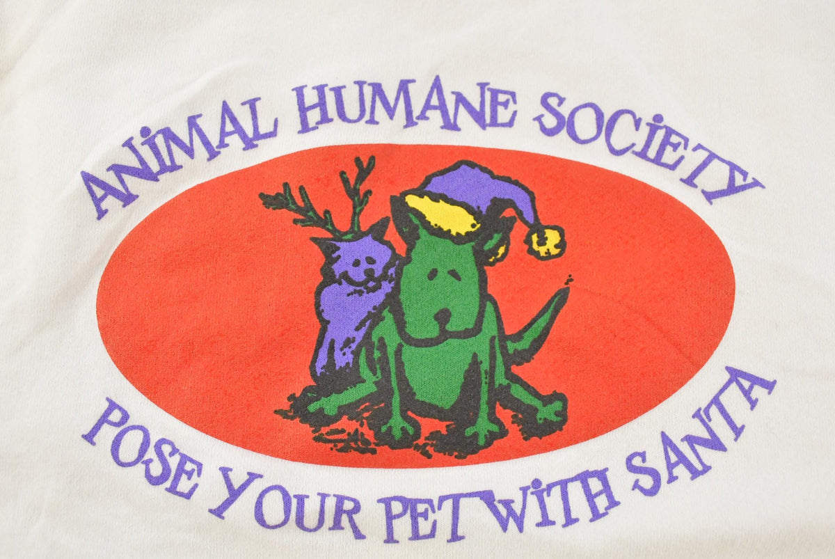 Vintage 1990s Animal Humane Society Santa Christmas Crewneck Sweatshirt Men's Large from propervintagecanada