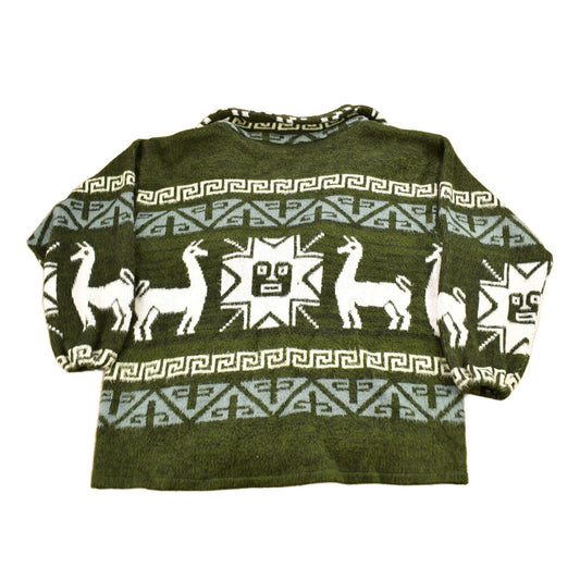 Vintage 1990s Animal Theme Aztec Pattern Knitted Button Up Sweater Men's XL from propervintagecanada