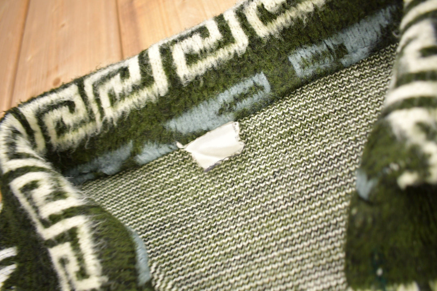 Vintage 1990s Animal Theme Aztec Pattern Knitted Button Up Sweater Men's XL from propervintagecanada