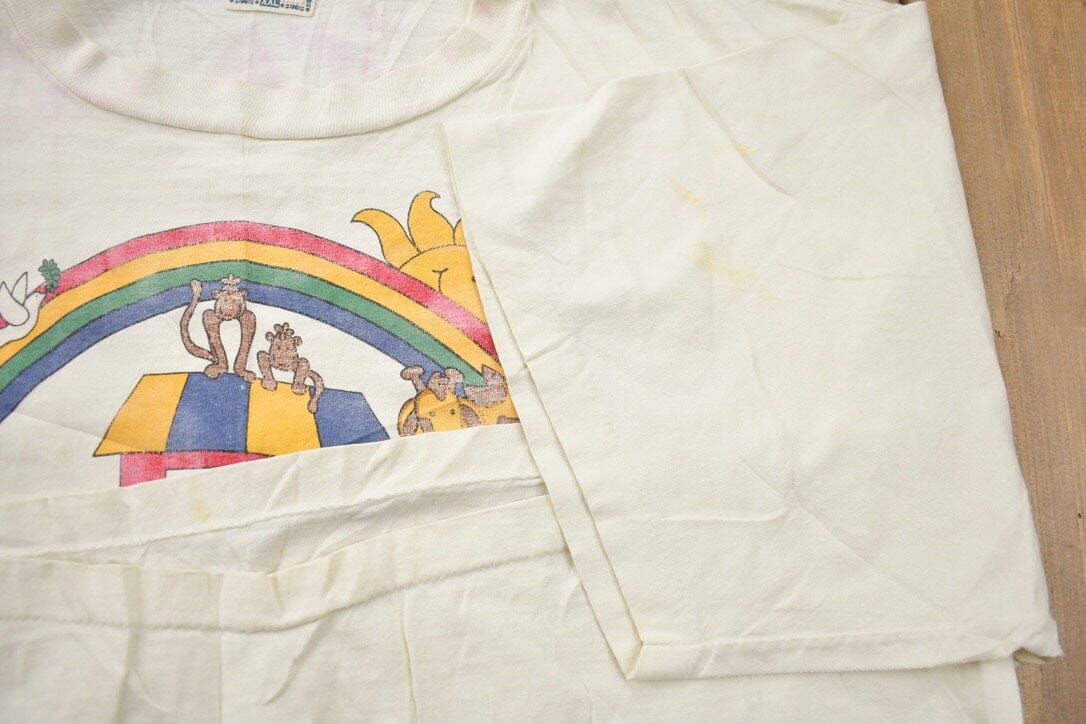 Vintage 1990s Animals on a Boat rainbow Graphic T-Shirt Men's 2XL from propervintagecanada