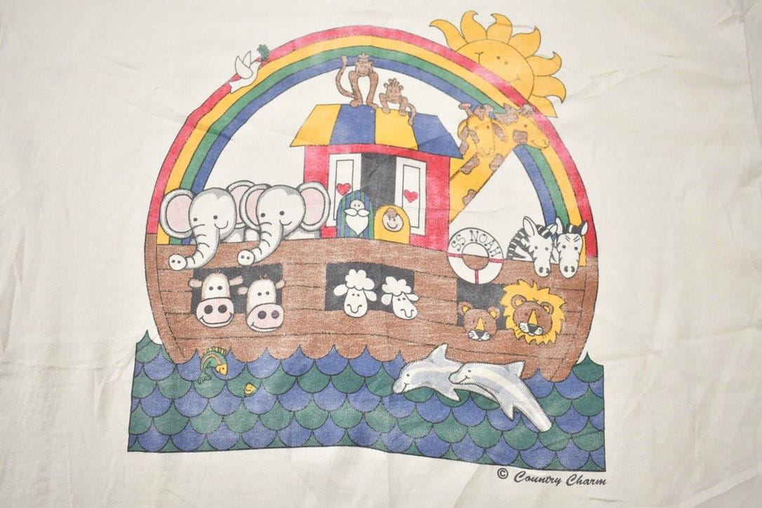 Vintage 1990s Animals on a Boat rainbow Graphic T-Shirt Men's 2XL from propervintagecanada