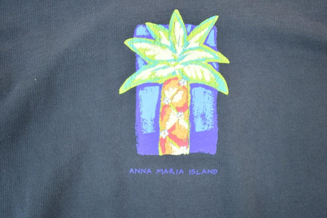 Vintage 1990s Anna Maria Island Souvenir Single Stitch Graphic Print Cartoon T-Shirt Made In USA Men's Small from propervintagecanada