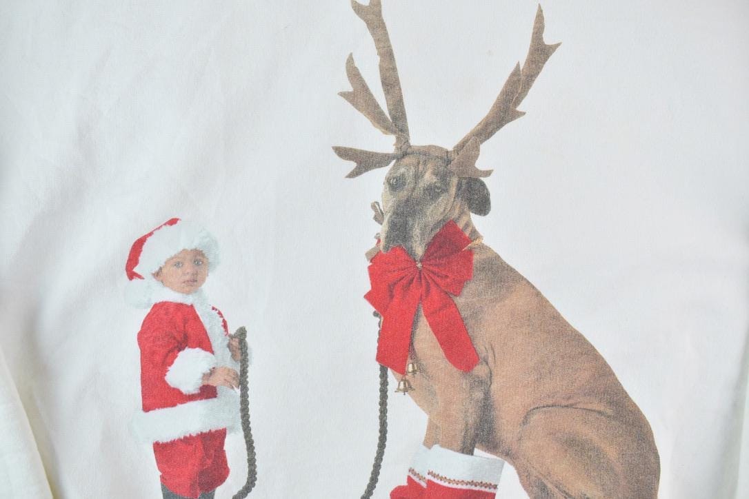 Vintage 1990s Anne Geddes Christmas Crewneck Sweatshirt Made In USA Men's Large from propervintagecanada