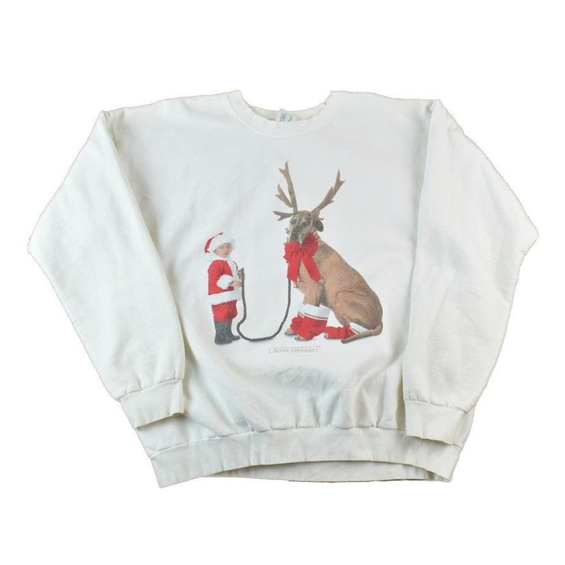 Vintage 1990s Anne Geddes Christmas Crewneck Sweatshirt Made In USA Men's Large from propervintagecanada