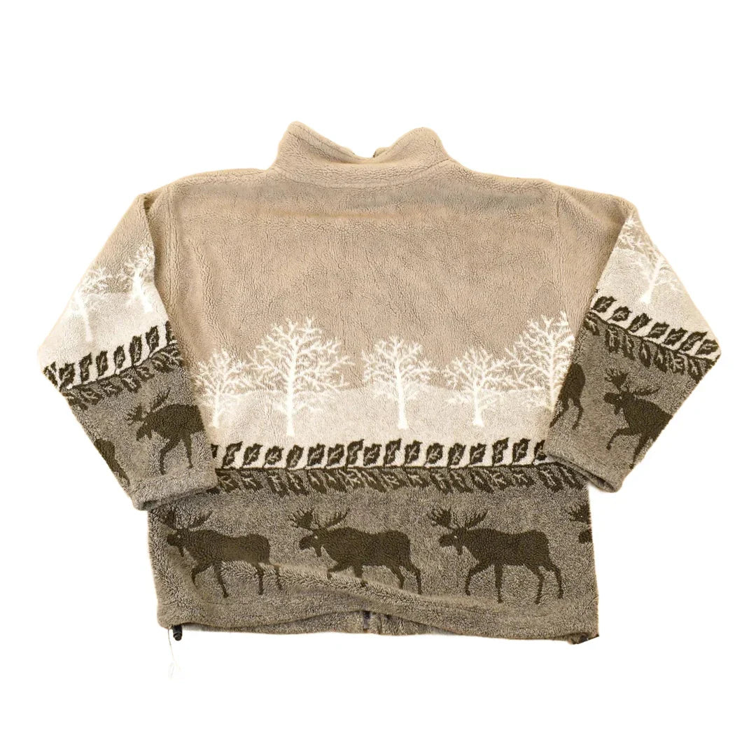 Vintage 1990s AOP Moose Fleece Outdoorsman Sweater Men's L from propervintagecanada