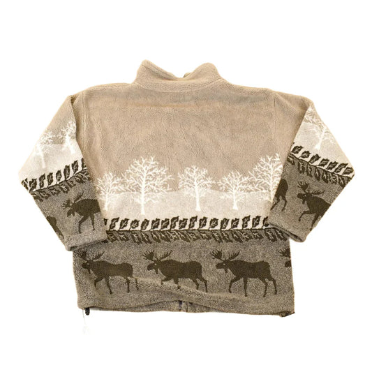 Vintage 1990s AOP Moose Fleece Outdoorsman Sweater Men's L from propervintagecanada