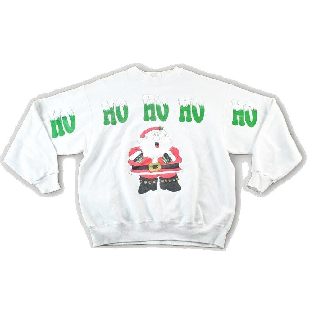 Vintage 1990s AOP Santa Christmas Crewneck Sweatshirt Mens Large from propervintagecanada