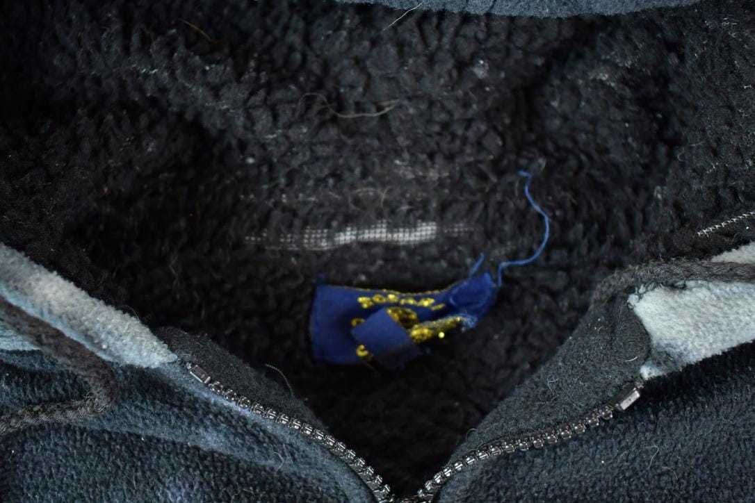 Vintage 1990s AOP Wolves Fleece Outdoorsman Hooded Zip Up Sweater Men's Large from propervintagecanada