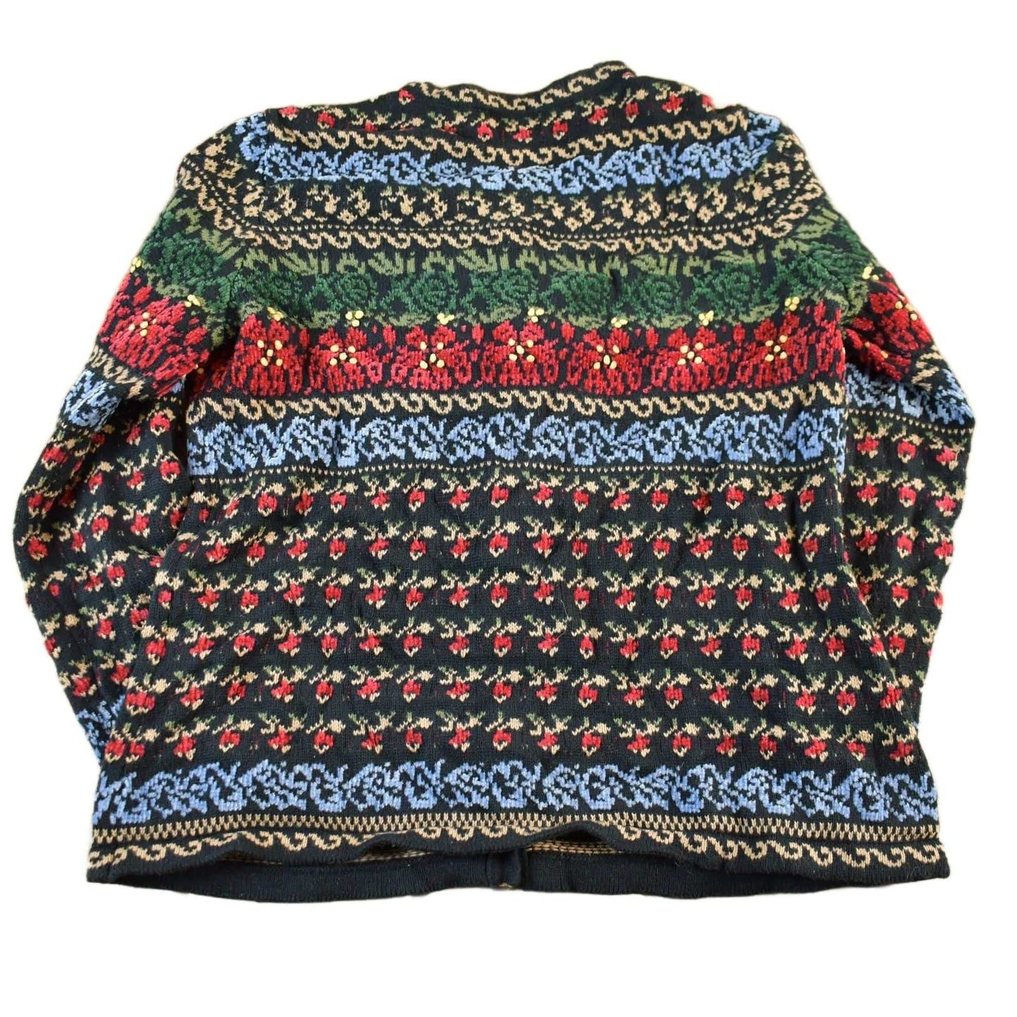 Vintage 1990s Appleseeds Floral Knit Cardigan Sweater Women's Medium from propervintagecanada