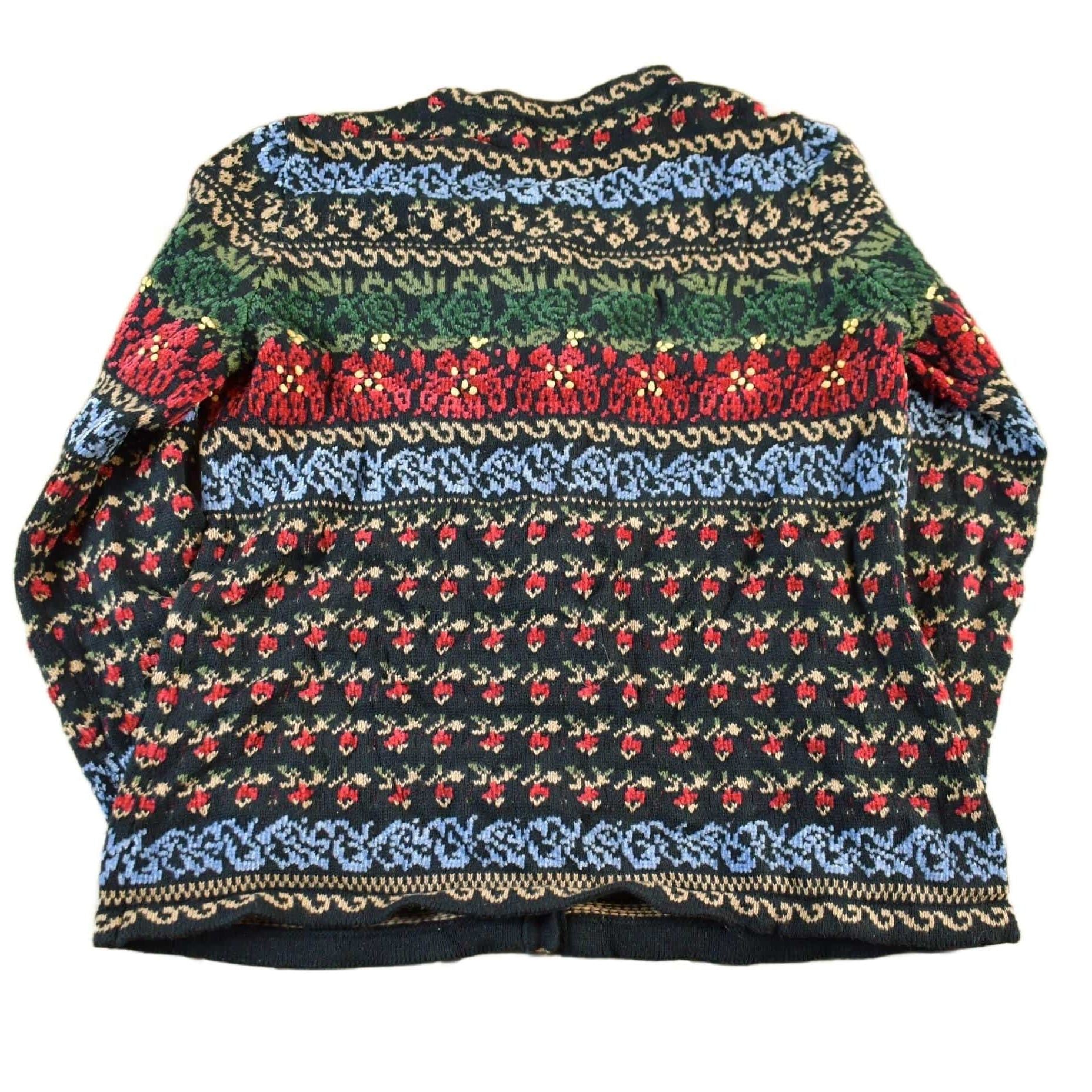 Vintage 1990s Appleseeds Floral Knit Cardigan Sweater Women's Medium from propervintagecanada
