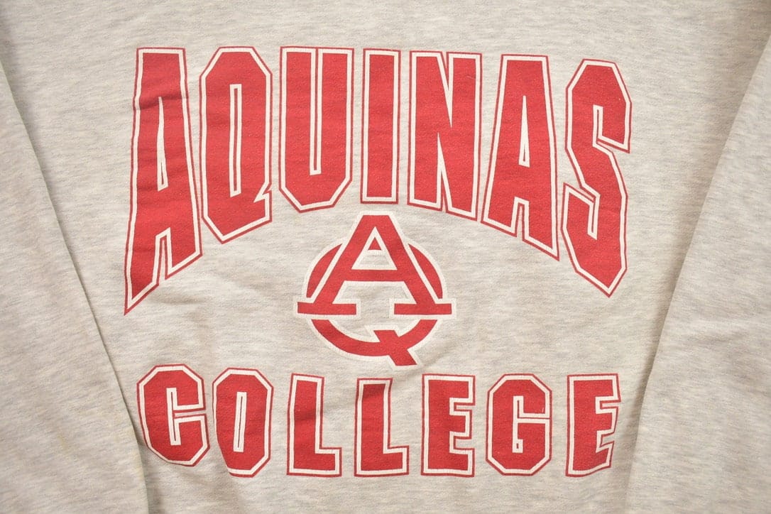 Vintage 1990s Aquinas College Collegiate Crewneck Men's Large from propervintagecanada
