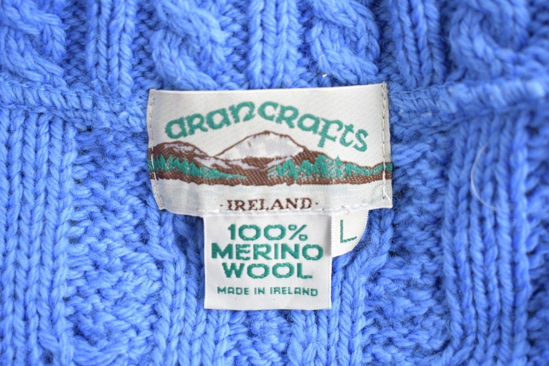 Vintage 1990s Aran Crafts 100% Merino Wool Knit Sweater Men's Medium from propervintagecanada