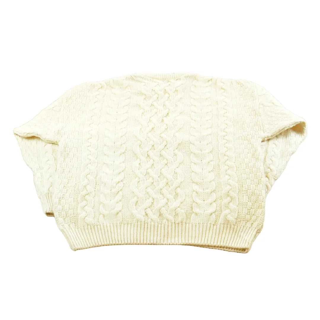 Vintage 1990s Aran Crafts 100% Wool 3D Cable Knit Sweater Mens L from propervintagecanada