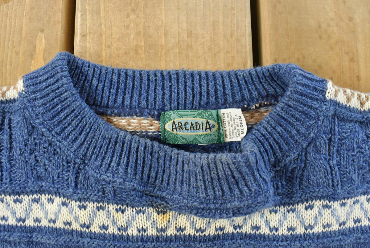 Vintage 1990s Arcadia Knit Crewneck Sweater Men's Medium from propervintagecanada