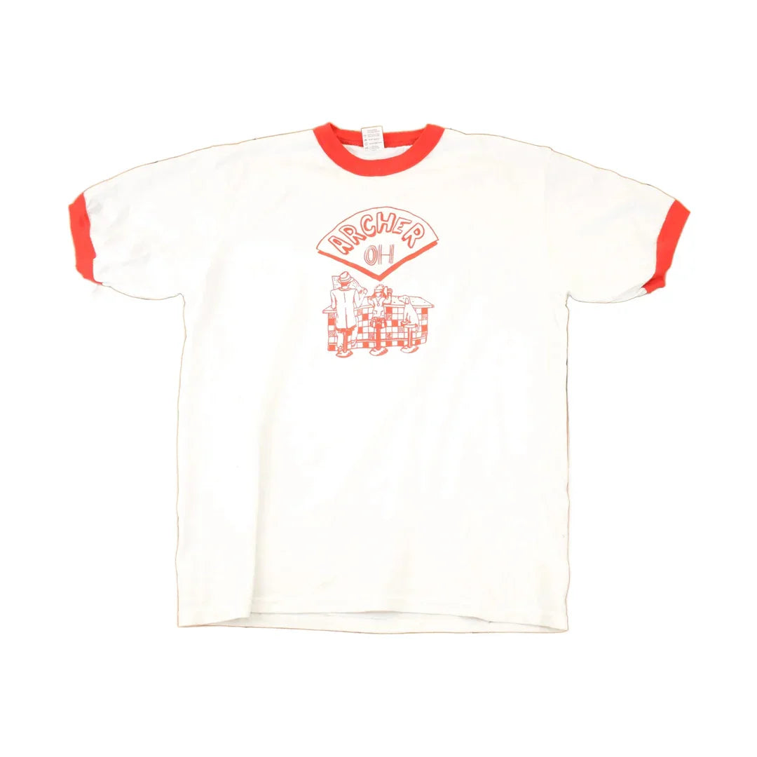 Vintage 1990s Archer Ohio Diner Souvenir Travel Ringer T-Shirt Men's M from propervintagecanada