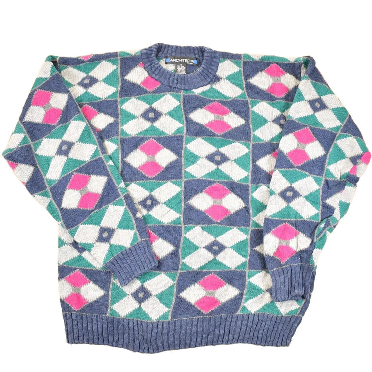 Vintage 1990s Architect Knit Crewneck Sweater Men's M / 90s Knitted Sweatshirt / Vintage Preppy Knits from propervintagecanada
